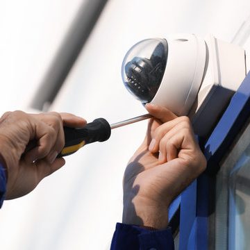 One of our technicians finishing a dome camera installation.